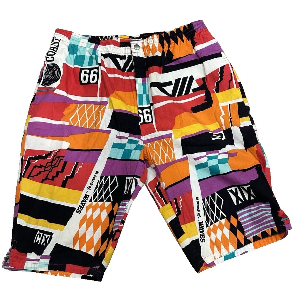 Hobie Shorts Mens Size Large Colorful‎ Prints 80s Cargo Vtg